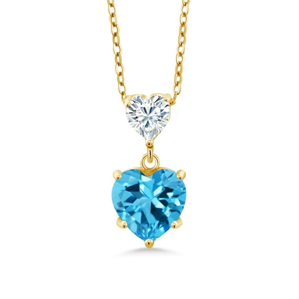 18K Yellow Gold Plated Silver Pendant Forever Brilliant Created Moissanite by Charles & Colvard and Garnet DEW GHI Heart Shape 0.50ct 18K Yellow Gold Plated Silver Pendant Forever Brilliant Created Moissanite by Charles & Colvard and Garnet DEW GHI Heart Shape 0.50ct